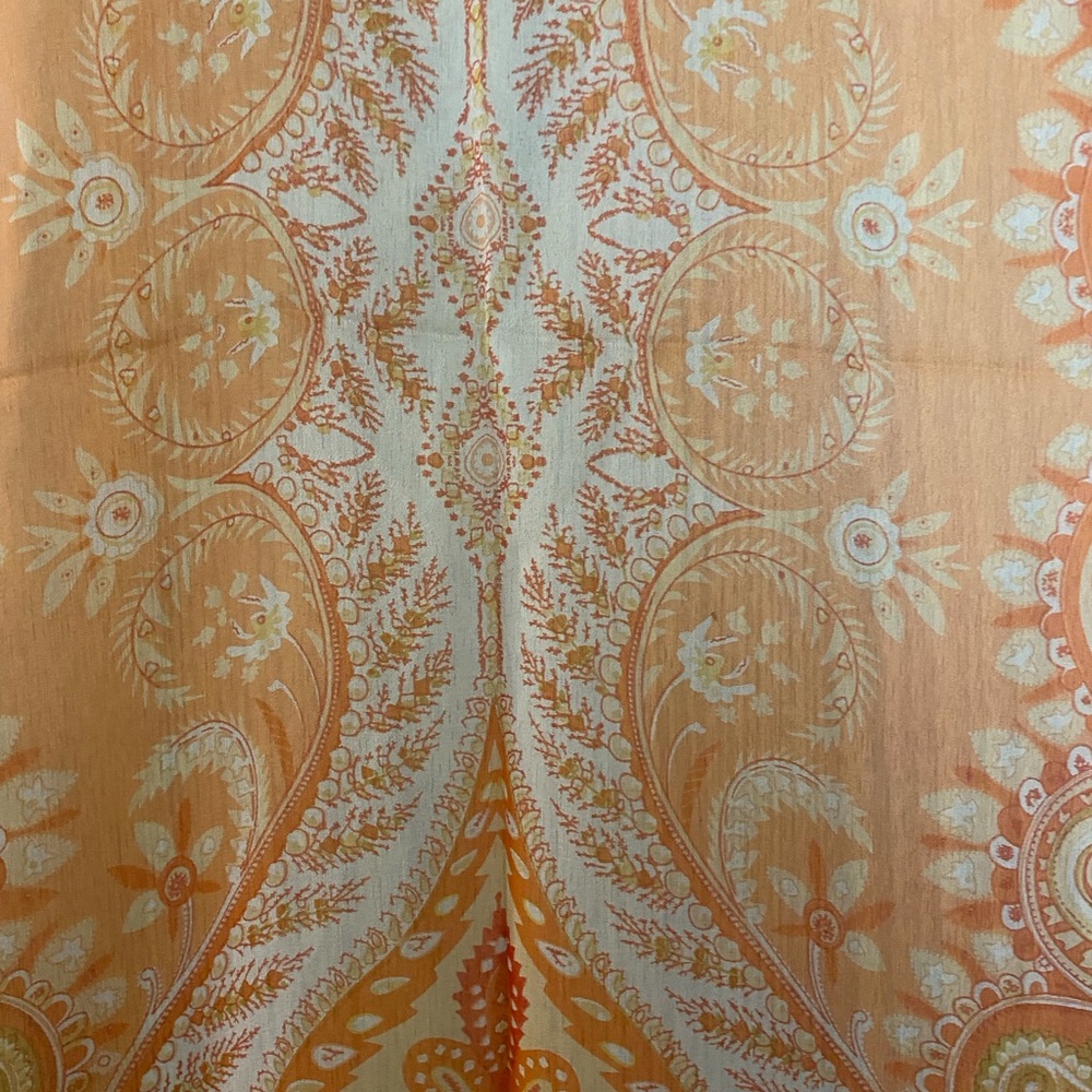 Elegant Orange Paisley Silk Wrap Scarf